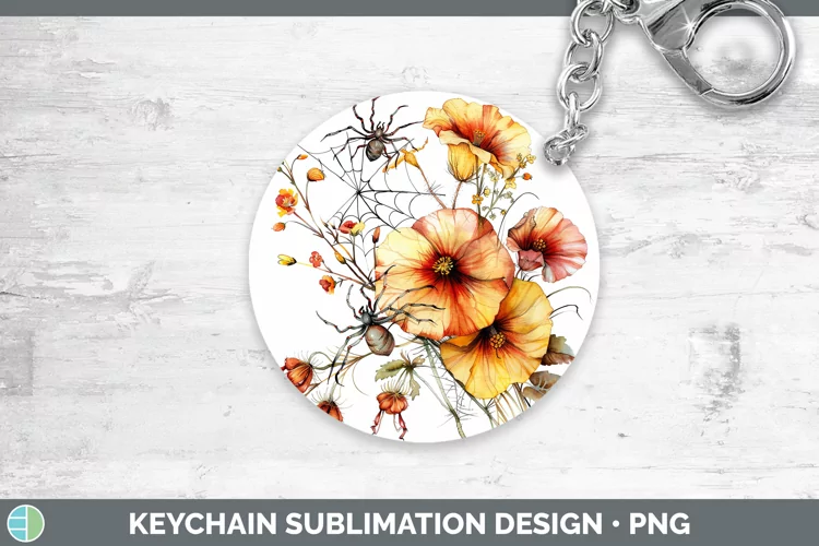 Halloween Spiderweb Flowers Abutilon Keychain Sublimation Ke