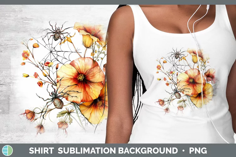 Halloween Spiderweb Flowers Abutilon Shirt Sublimation Subli