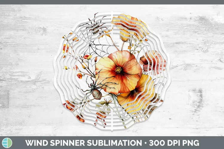 Halloween Spiderweb Flowers Abutilon Wind Spinner Sublimatio