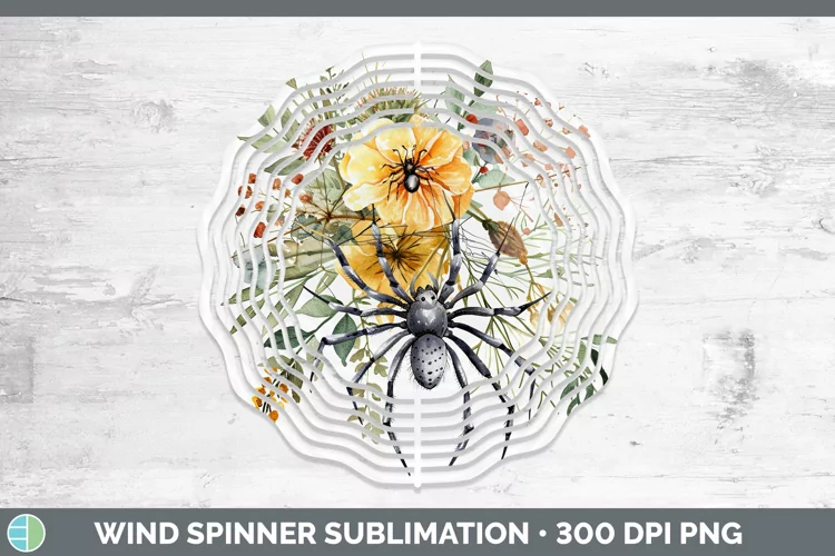 Halloween Spiderweb Flowers Acacia Wind Spinner Sublimation