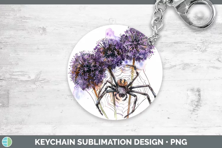 Halloween Spiderweb Flowers Allium Keychain Sublimation Keyr
