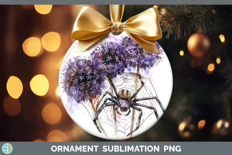 Halloween Spiderweb Flowers Allium Ornament Sublimation Baub