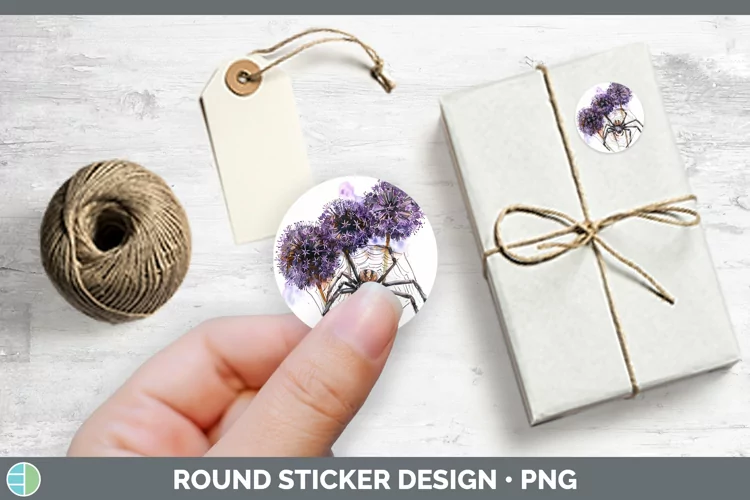 Halloween Spiderweb Flowers Allium Stickers | Round Labels D