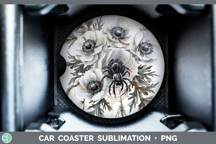 GorgeousHalloween Spiderweb Flowers Car Coaster design.