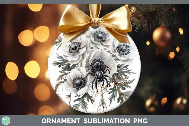 Halloween Spiderweb Flowers Anemone Ornament Sublimation Bau