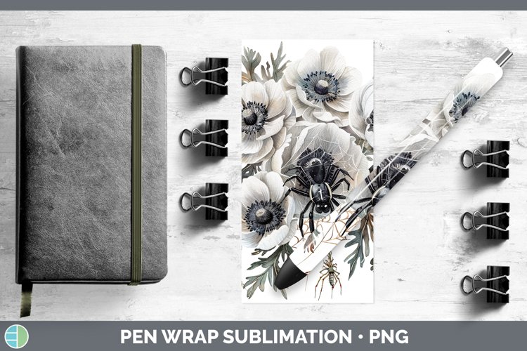 GorgeousHalloween Spiderweb Flowers Pen Wrap design.