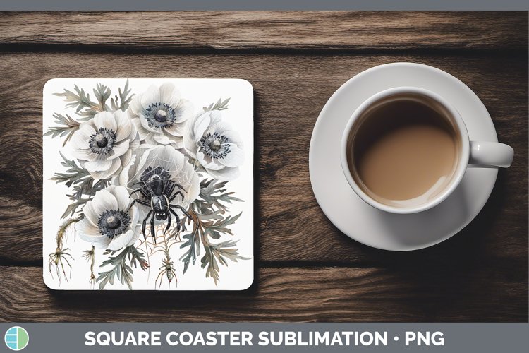 GorgeousHalloween Spiderweb Flowers Square Coaster design.
