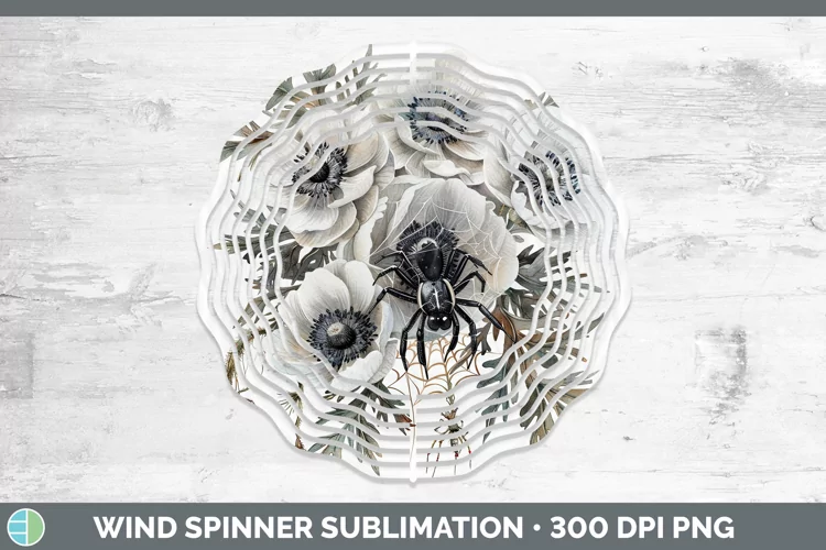 Halloween Spiderweb Flowers Anemone Wind Spinner Sublimation