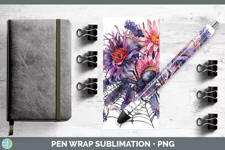 Halloween Spiderweb Flowers Aster Pen Wrap Sublimation Epoxy