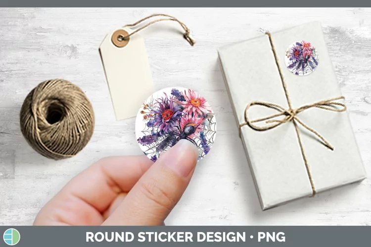 Halloween Spiderweb Flowers Aster Stickers | Round Labels De