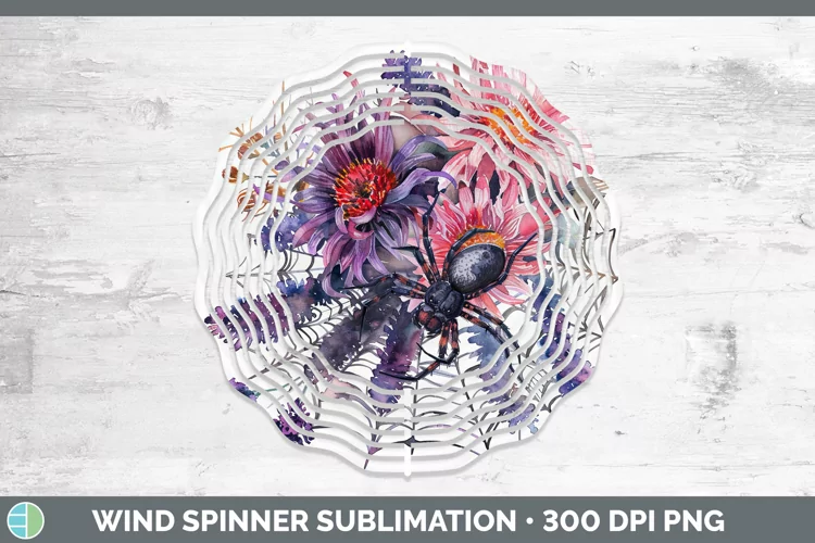 Halloween Spiderweb Flowers Aster Wind Spinner Sublimation S