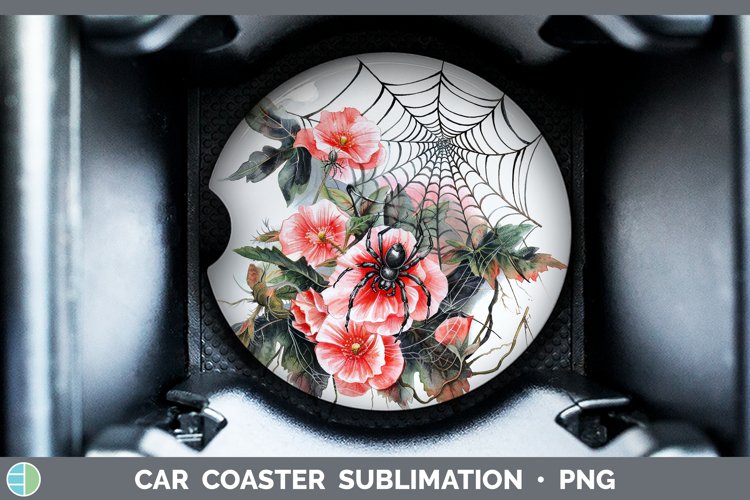 GorgeousHalloween Spiderweb Flowers Car Coaster design.