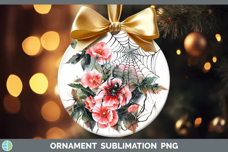 Halloween Spiderweb Flowers Begonia Ornament Sublimation Bau