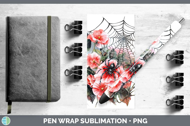 GorgeousHalloween Spiderweb Flowers Pen Wrap design.