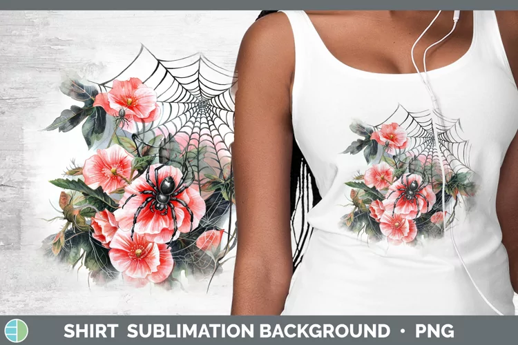 Halloween Spiderweb Flowers Begonia Shirt Sublimation Sublim