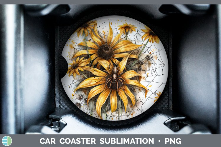 GorgeousHalloween Spiderweb Flowers Car Coaster design.