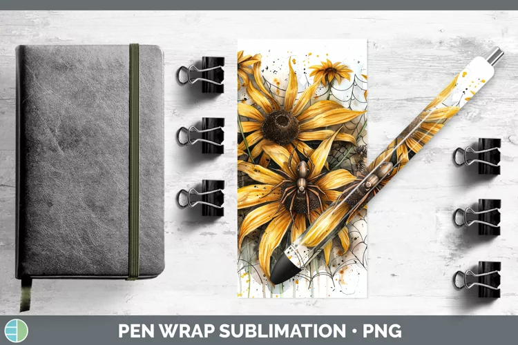 Halloween Spiderweb Flowers Black-eyed Susan Pen Wrap Sublim