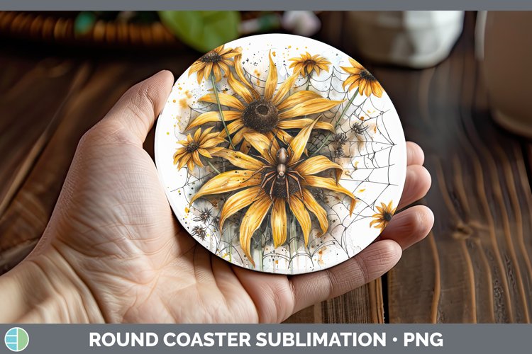 GorgeousHalloween Spiderweb Flowers Round Coaster design.