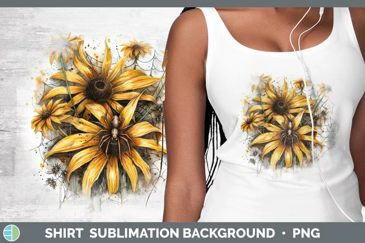 Halloween Spiderweb Flowers Black-eyed Susan Shirt Sublimati
