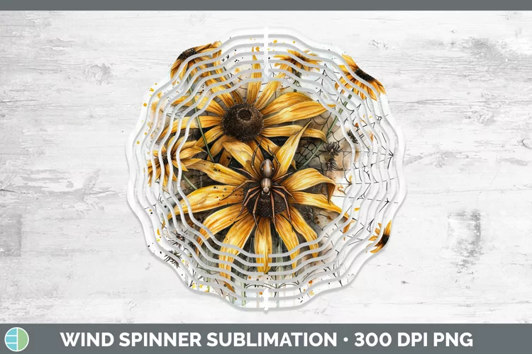 Halloween Spiderweb Flowers Black-eyed Susan Wind Spinner Su