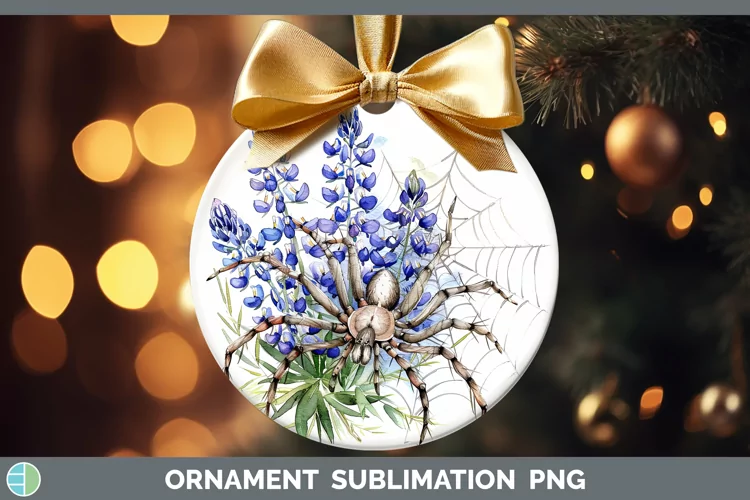 Halloween Spiderweb Flowers Bluebonnet Ornament Sublimation