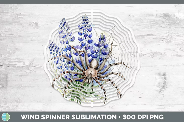 Halloween Spiderweb Flowers Bluebonnet Wind Spinner Sublimat