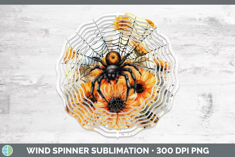 Halloween Spiderweb Flowers Calendula Wind Spinner Sublimati