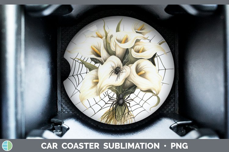 GorgeousHalloween Spiderweb Flowers Car Coaster design.