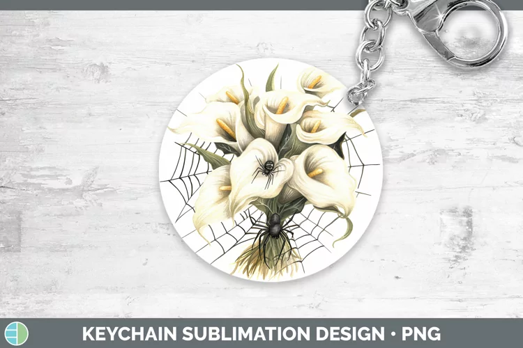 Halloween Spiderweb Flowers Calla Lily Keychain Sublimation
