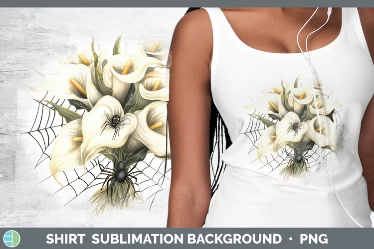 Halloween Spiderweb Flowers Calla Lily Shirt Sublimation Sub