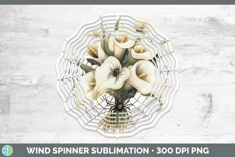 Halloween Spiderweb Flowers Calla Lily Wind Spinner Sublimat