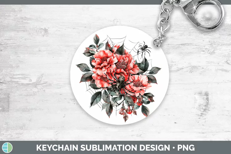 Halloween Spiderweb Flowers Camellia Keychain Sublimation Ke