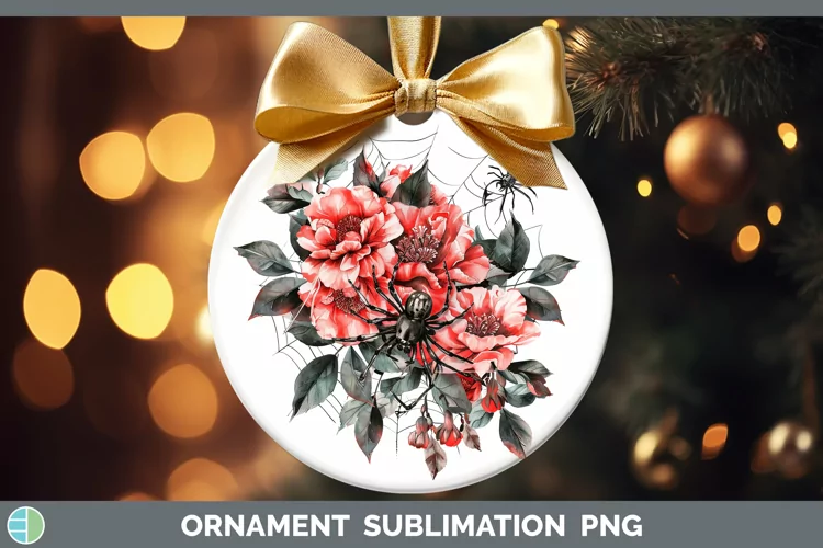 Halloween Spiderweb Flowers Camellia Ornament Sublimation Ba