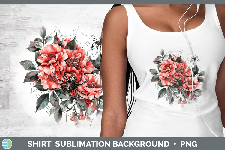 Halloween Spiderweb Flowers Camellia Shirt Sublimation Subli