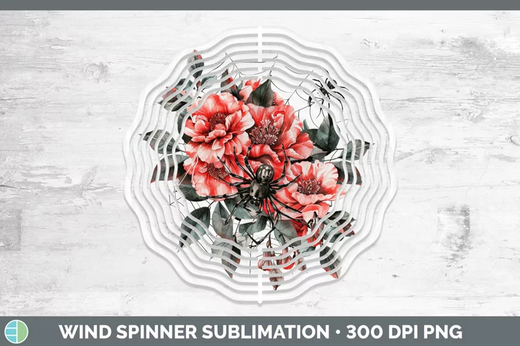 Halloween Spiderweb Flowers Camellia Wind Spinner Sublimatio