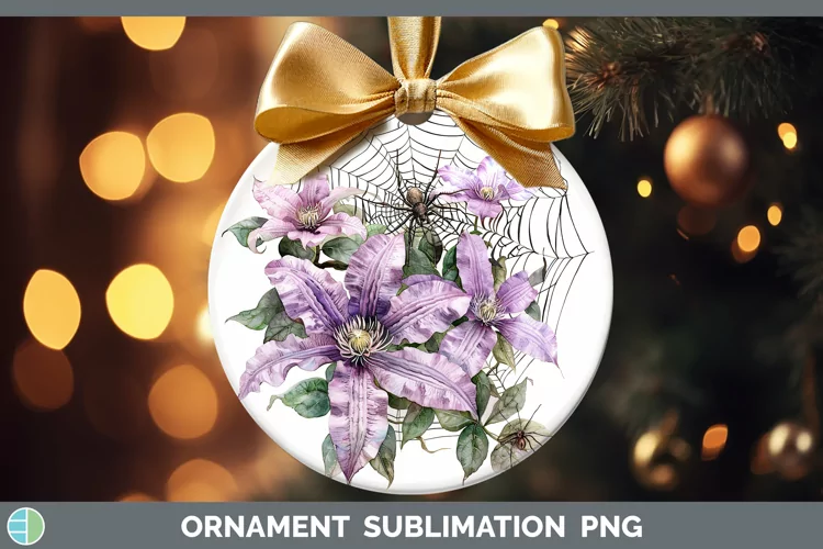 Halloween Spiderweb Flowers Clematis Ornament Sublimation Ba