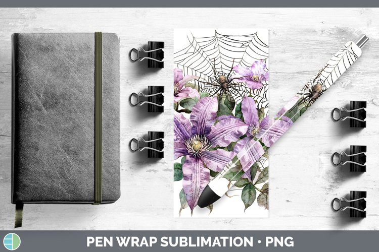 GorgeousHalloween Spiderweb Flowers Pen Wrap design.