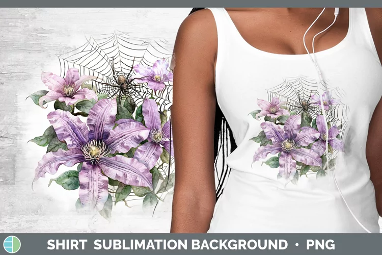 Halloween Spiderweb Flowers Clematis Shirt Sublimation Subli