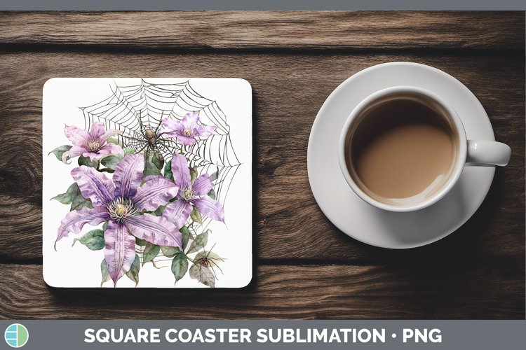 GorgeousHalloween Spiderweb Flowers Square Coaster design.