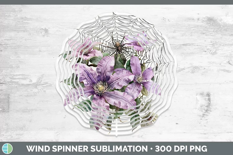 Halloween Spiderweb Flowers Clematis Wind Spinner Sublimatio