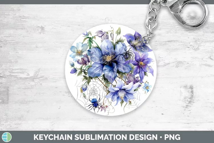 Halloween Spiderweb Flowers Columbine Keychain Sublimation K