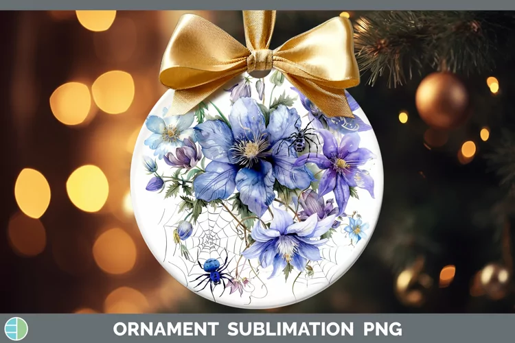 Halloween Spiderweb Flowers Columbine Ornament Sublimation B