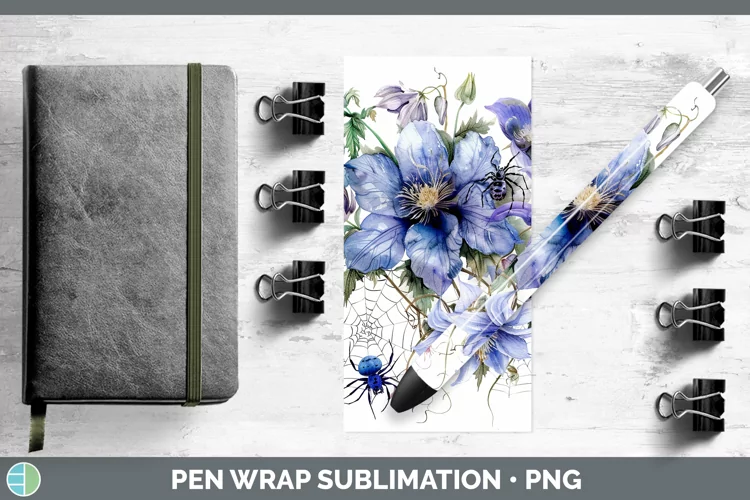 Halloween Spiderweb Flowers Columbine Pen Wrap Sublimation E