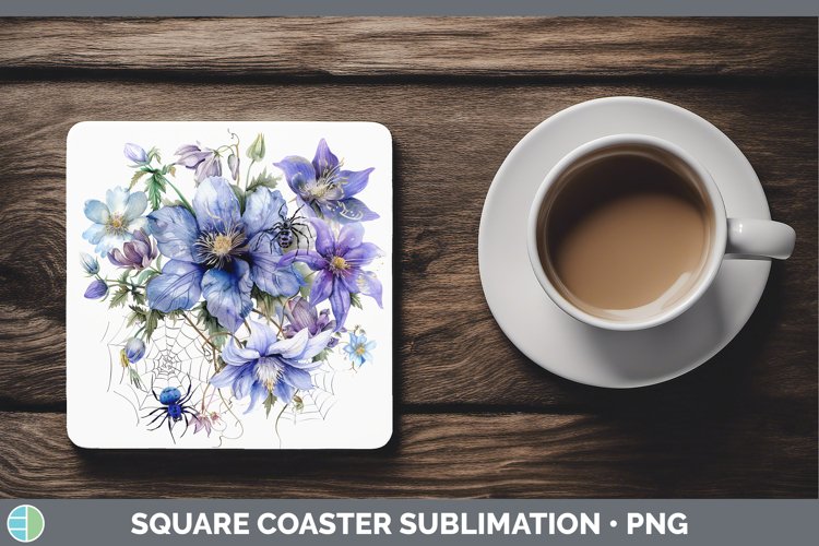 GorgeousHalloween Spiderweb Flowers Square Coaster design.