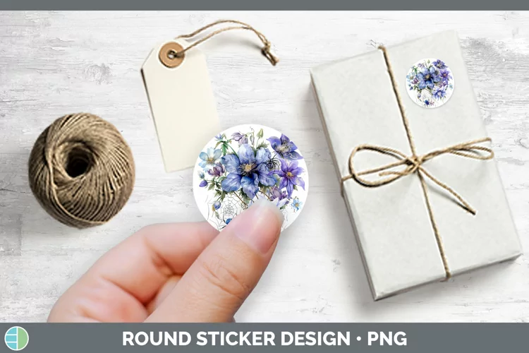 Halloween Spiderweb Flowers Columbine Stickers | Round Label