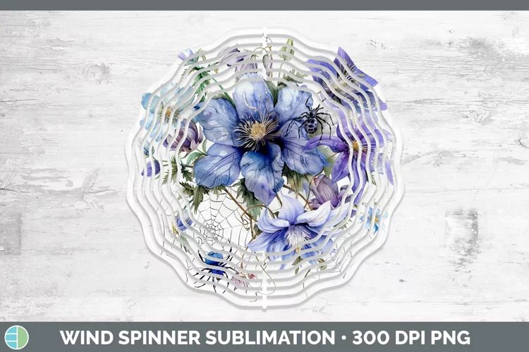 Halloween Spiderweb Flowers Columbine Wind Spinner Sublimati