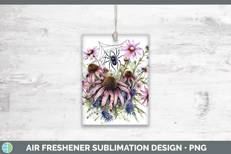 Halloween Spiderweb Flowers Coneflower Air Freshener Sublima
