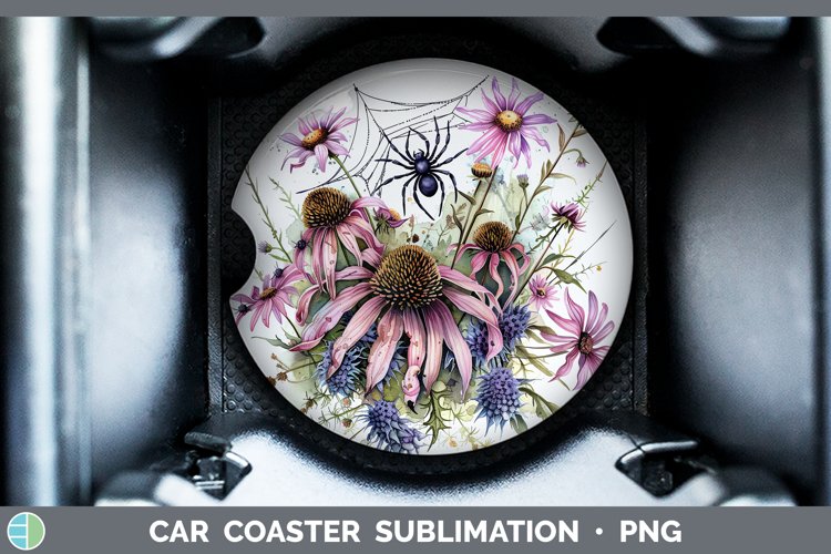 GorgeousHalloween Spiderweb Flowers Car Coaster design.