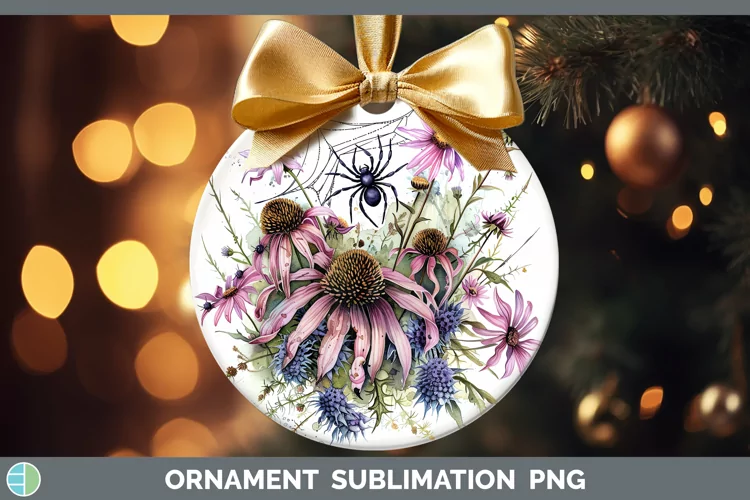 Halloween Spiderweb Flowers Coneflower Ornament Sublimation