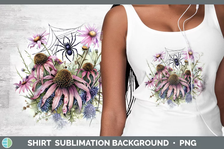Halloween Spiderweb Flowers Coneflower Shirt Sublimation Sub
